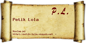 Petik Lola névjegykártya